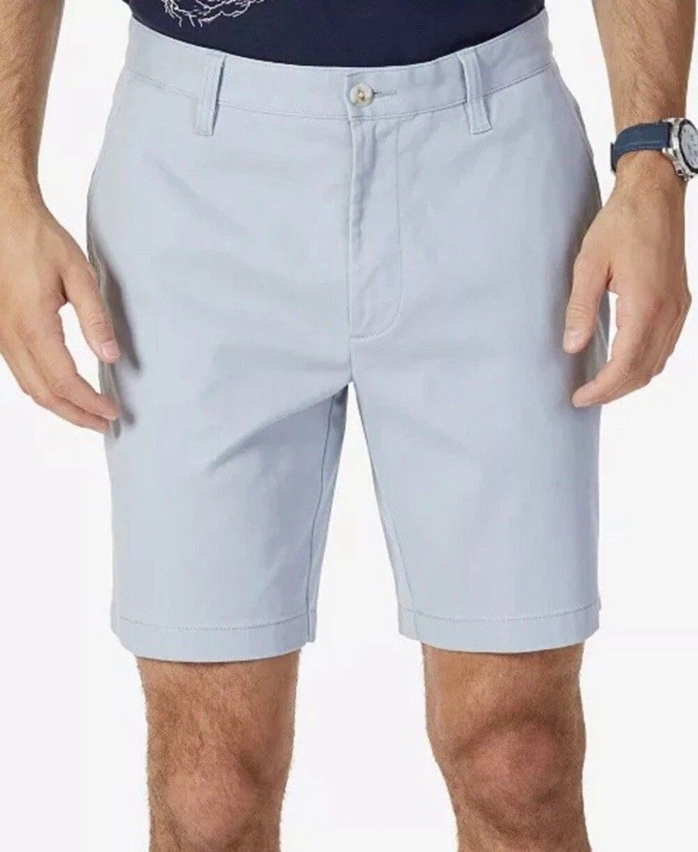 NAUTICA Classic-Fit 8.5" Stretch Chino Flat-Front Deck Shorts - Grey - 38W- NWT